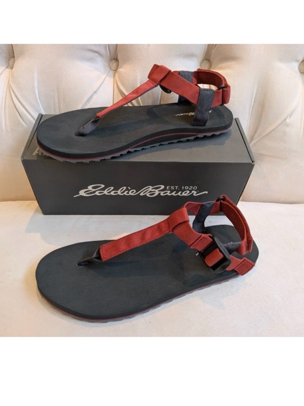 Eddie Bauer Red and Black Strap Sport Sandals